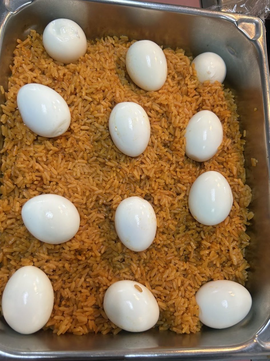 Mexican Yellow Rice - Mexican yellow rice with boiled eggs.